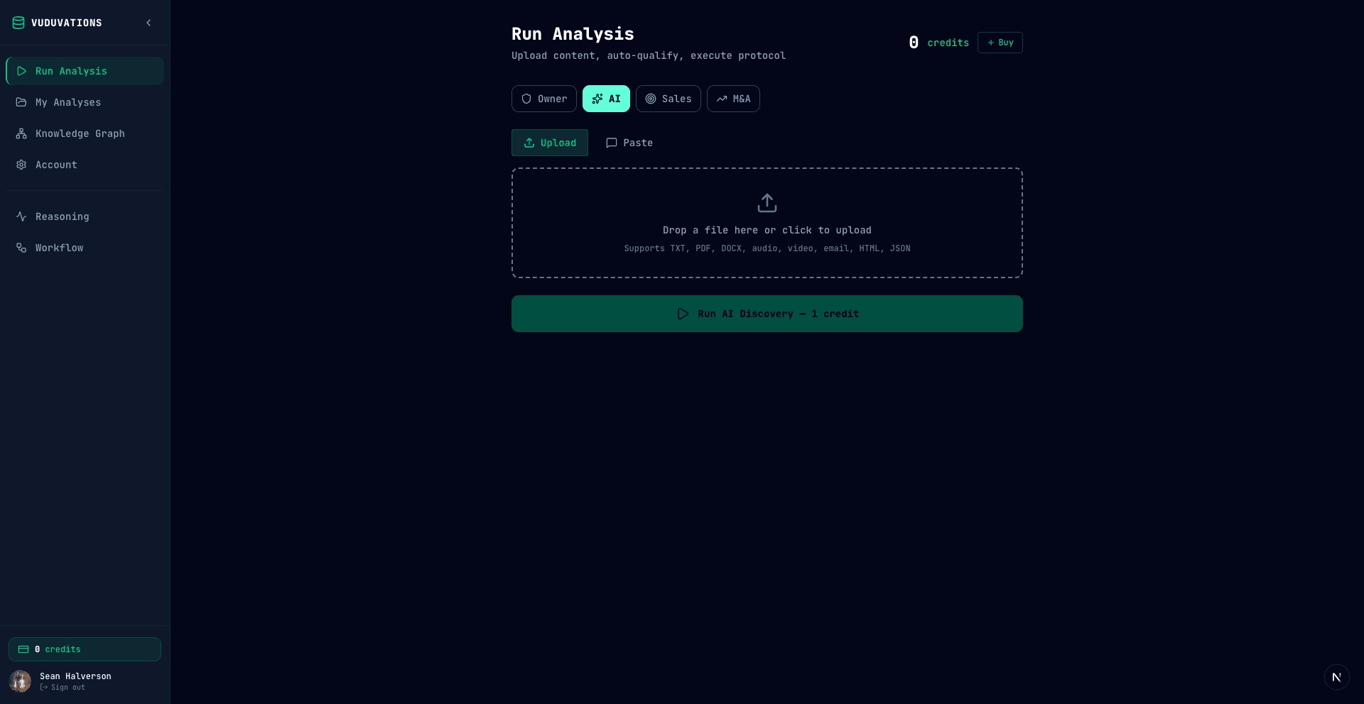 Main dashboard